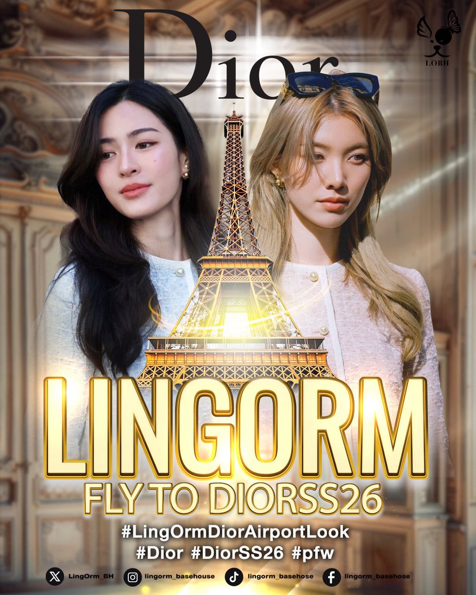 LingOrm_BH's tweet photo. LINGORM FLY TO DIORSS26
#LingOrmDiorAirportLook

Paris Fashion Week becomes more luminous with LingOrm’s arrival. They embody elegance, charisma, and power, making every moment unforgettable. This isn’t just a fashion event; it’s history being written with their name on it. 🇫🇷

#DiorSS26 
#Dior 
#PFW 
#LingOrm