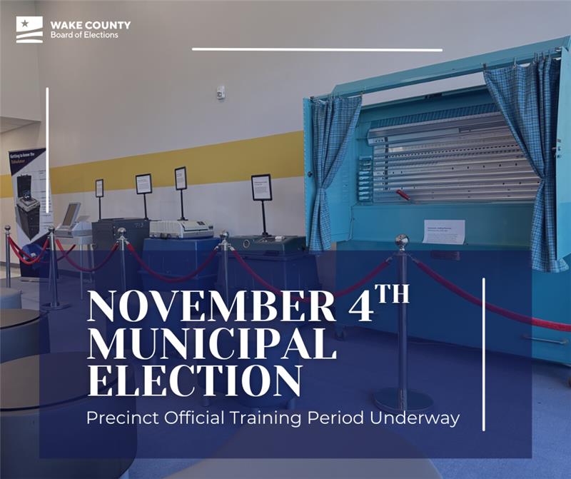 The BOE holds election-specific training prior to every election. In these classes, Officials learn procedures and legal updates, and are able to ask staff questions. Learn more about ways to get involved here! wake.gov/departments-go…