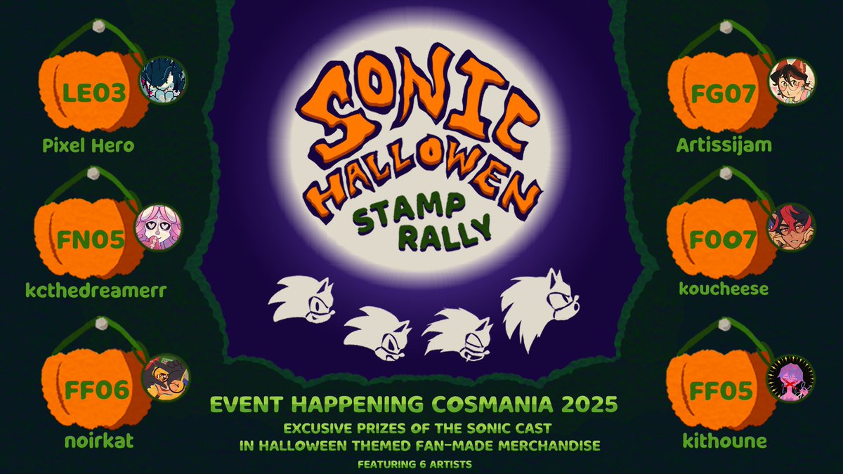 🎃🌕💜AWOO! The Sonic cast are here ready to celebrate Halloween~ They're excited to see you join in!💜🌕🎃

Come trick or treat with us for this Sonic Halloween Stamp Rally on Oct. 3-5, 2025 at #cosmania

🍭Prizes + details below

#FanfairAtCosplayMania2025
#Cosplaymania2025