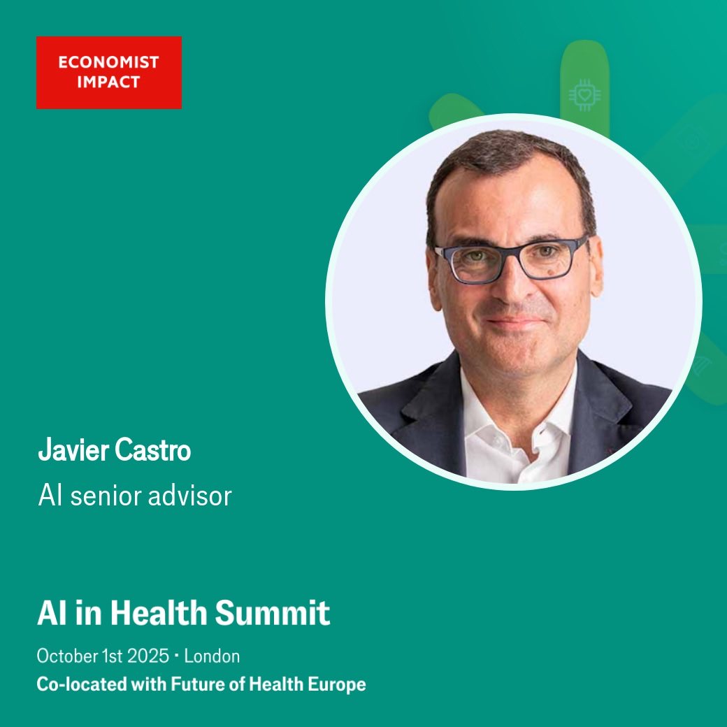 FJavier_Castro's tweet image. 🇬🇧 Nos vemos en Londres: AI in Health Summit
El próximo miércoles, 1 de octubre, tendré el honor de participar como ponente en la AI in Health Summit, organizada por #TheEconomist en Londres. #EconAIHealth