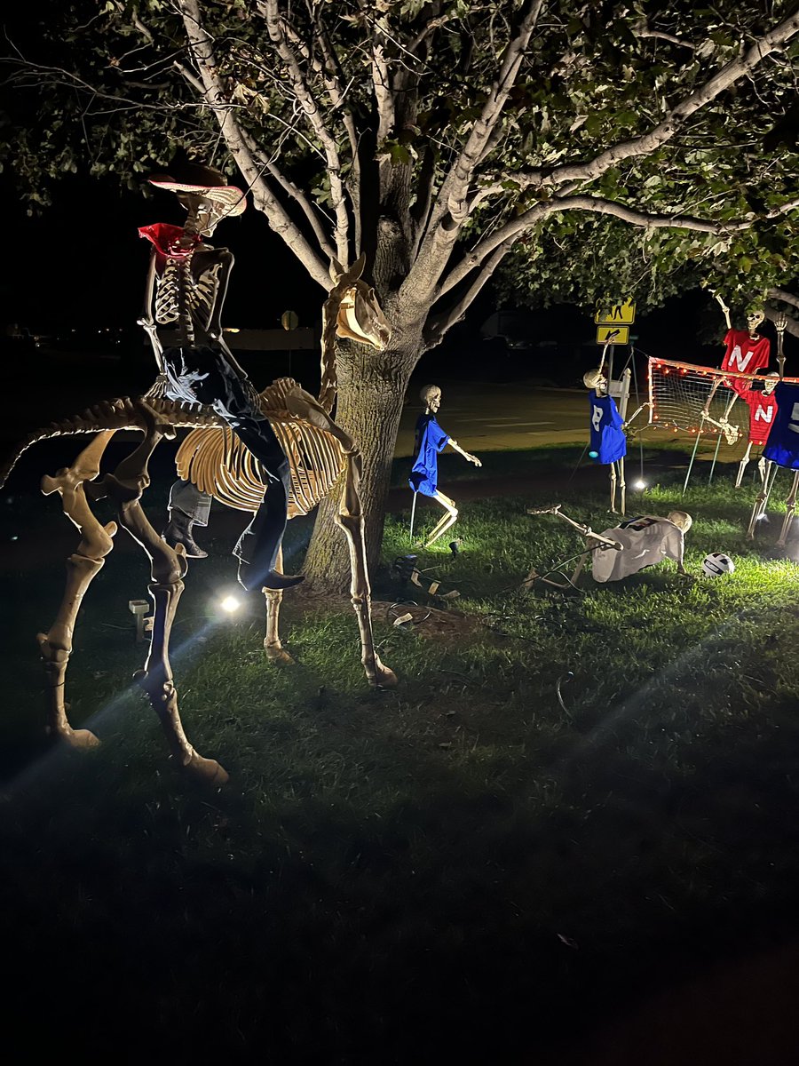 gaby_ella16's tweet photo. Nebraska vs. Creighton vball match is always a great game, for both the living and the dead…☠️🏐🖤Check out my amazing friend’s (Sue Pedersen) front yard masterpiece! 💙❤️  Featuring John Cook too!🤠 @HuskerVB @CreightonVB @Lincoln_VB @emilyehman @jcook2 @danib18 @coachbrianvb https://t.co/joORvE7rVO
