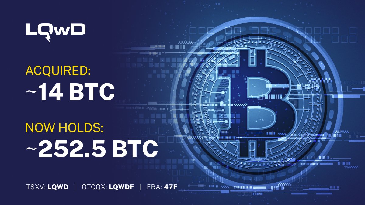 🚨 $LQWD $LQWDF has acquired ~14 more #Bitcoin for ~US$1.56M at ~US$111,307 per BTC.

We now hold ~252.5 BTC (~US$19.54M) -&gt; all unencumbered, no debt.

📈 That’s ~864 sats per share (basic) and ~665 sats per share (diluted).

⚡ YTD BTC yield: ~49.4%

We’re building Canada’s