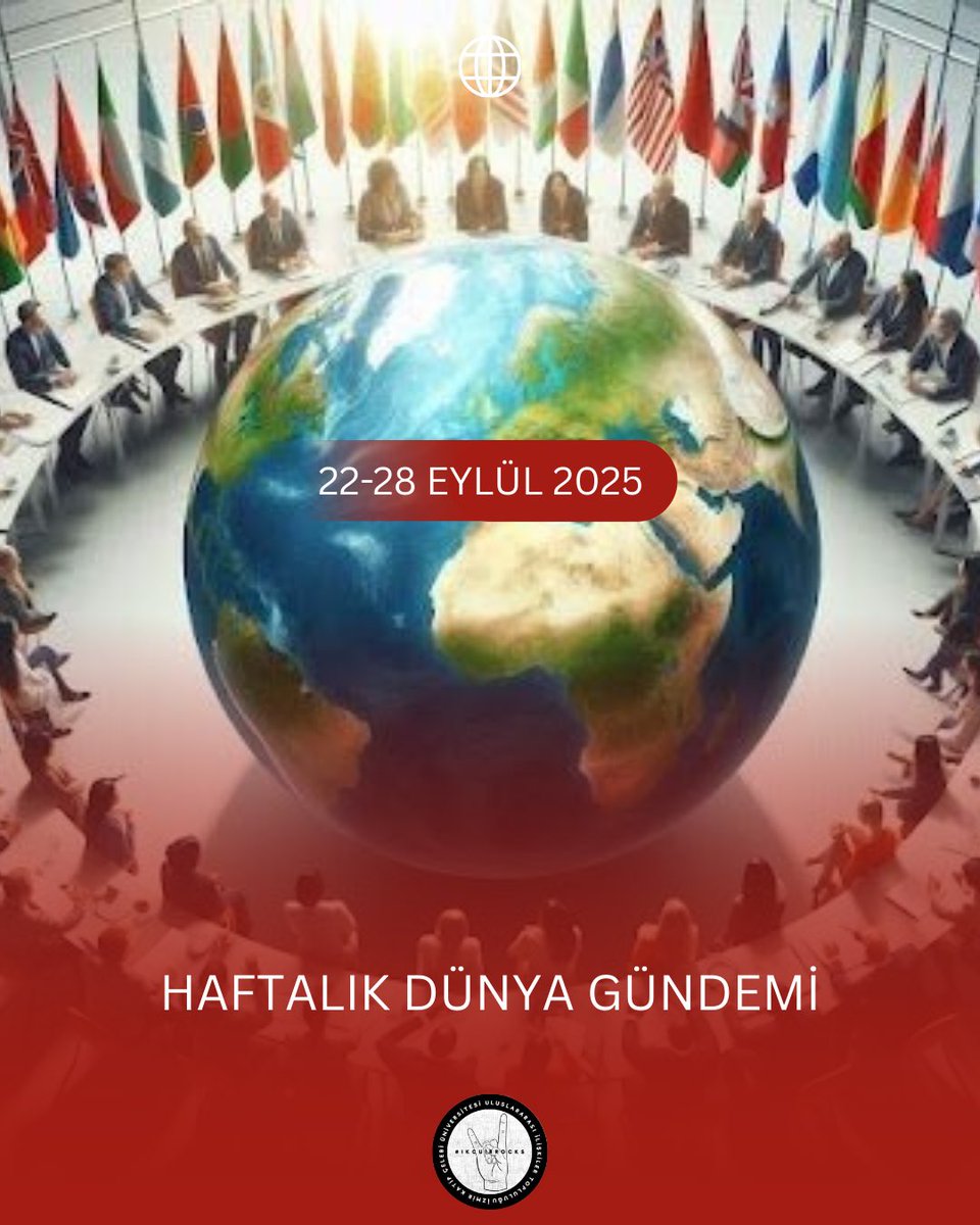 ikcuulit's tweet photo. Herkese merhaba! 

Haftalık Dünya Gündemi (22–28 Eylül 2025) ile karşınızdayız.

BM, Erdoğan–Trump zirvesi, İran yaptırımları, Rusya ve Moldova seçimleri.. 

Bu hafta Uluslararası ilişkiler yine çok hareketliydi! https://t.co/CBlxNBymlM