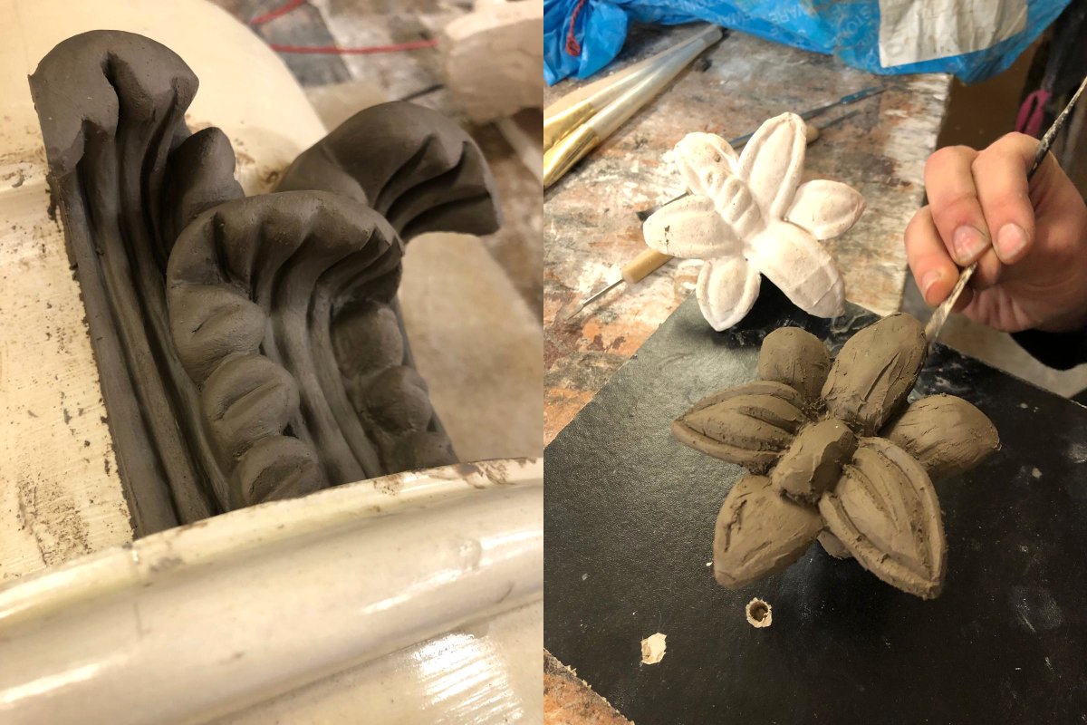 CSJbespoke's tweet image. Recreating a very heavily decayed ornate pillar cap! Isn&apos;t this just an amazing piece of work?
#bespokeplastermouldings #homeimprovements #home #cornice #fibrousplaster #love #art #satisfying #fun #restoration #craftsmen #skill #decoration