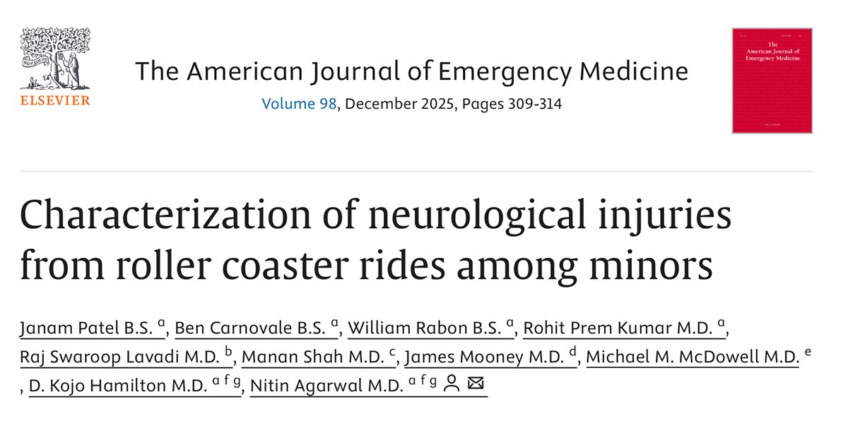Roller coasters subject riders to high forces, generally considered safe for the brain and spine. Study looks at incidence and types of roller coaster-related neurological injuries in pediatric patients. sciencedirect.com/science/articl… <a href="/RajLavadi/">Raj Lavadi</a> <a href="/NitinAgarwalMD/">Nitin Agarwal, M.D.</a> <a href="/aceonlineorg/">American Coaster Enthusiasts</a> @upmc