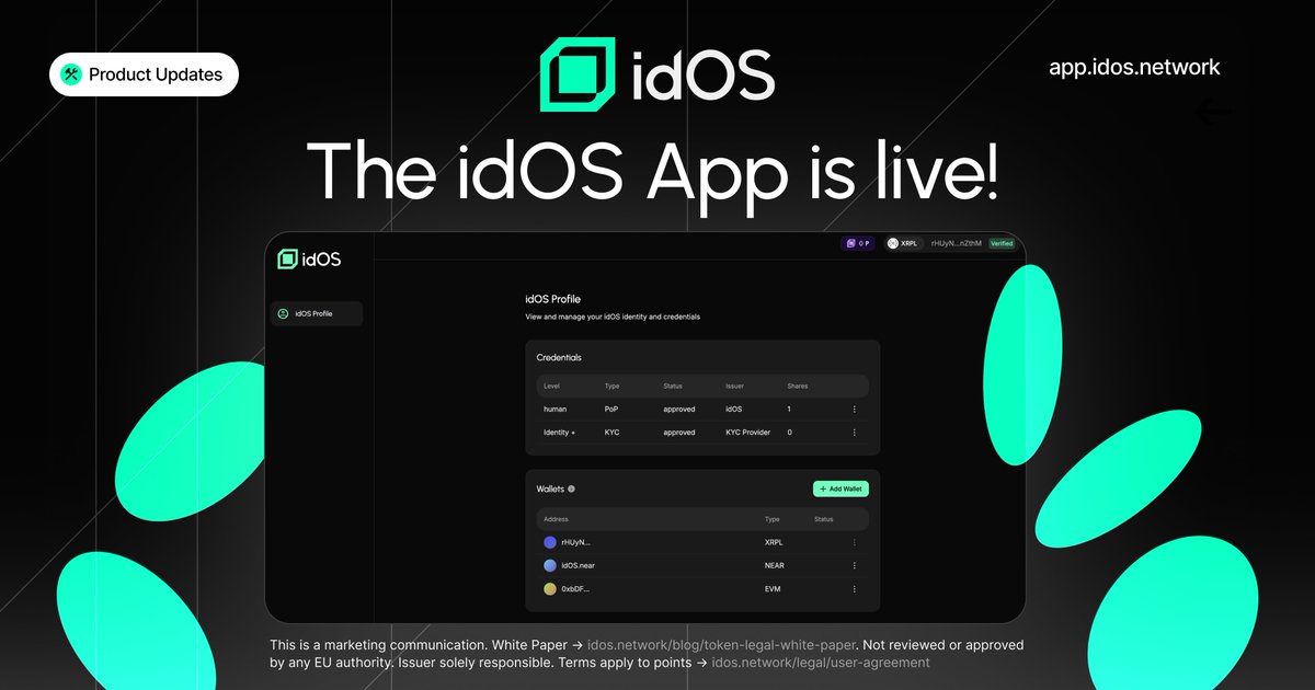 vanchinh_123's tweet image. 🌐idOS là một dự án blockchain mã nguồn mở, lưu trữ dữ liệu phi tập trung và giúp người dùng kiểm soát dữ liệu cá nhân một cách an toàn.
🏗️Dự án tập trung vào giải quyết vấn đề KYC có thể tái sử dụng, cho phép người dùng xác minh một lần và giao dịch…