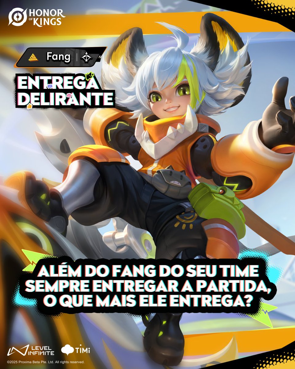 Afinal, além de entregar a sua partida, o que mais ele entrega?
Lembrando que faltam apenas 2 dias para você resgatar esse visual grátis pelo evento in-game!

#honorofkings #hok #fang #entregadelirante