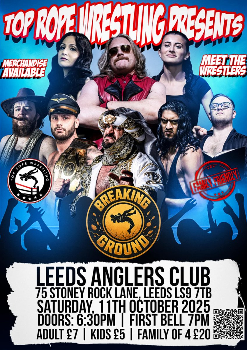 cukpw's tweet photo. Night of wrestling in Leeds.

QR code to book tickets or use the link
https://t.co/d5bmkLkEDf https://t.co/caDno6W1hV