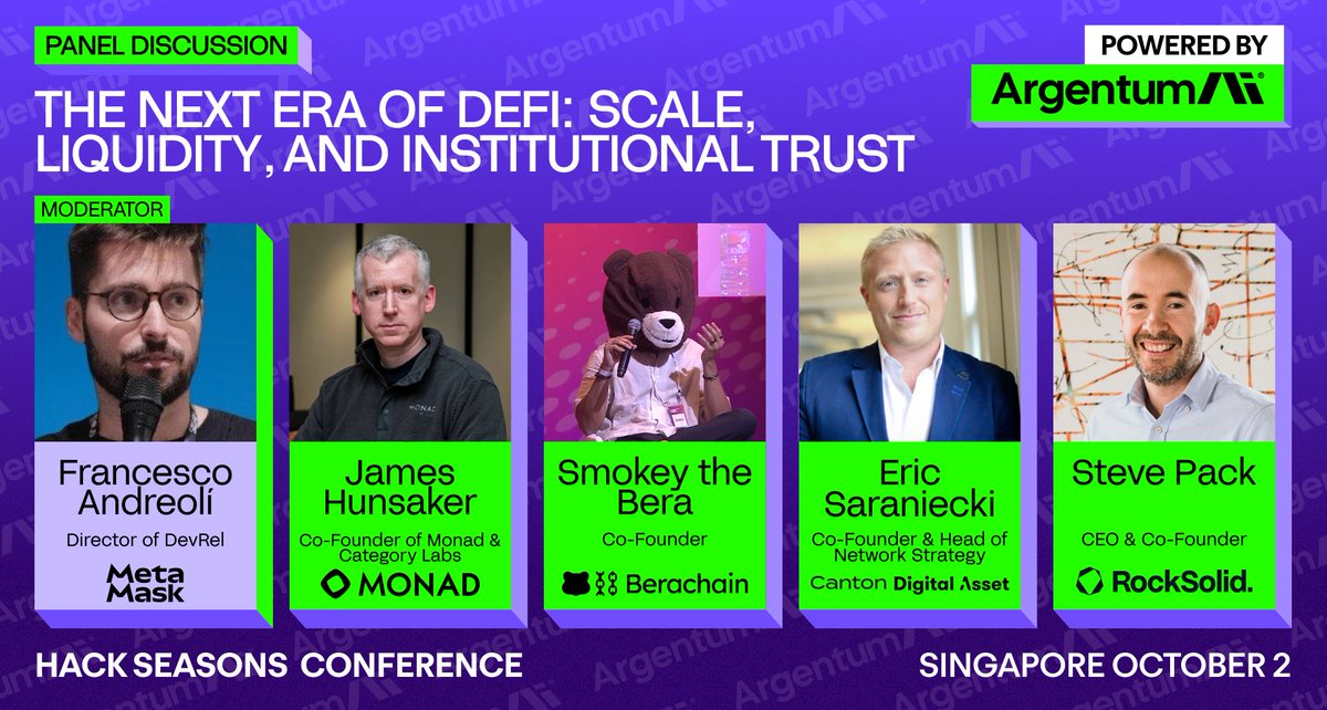 mpost_io's tweet image. Join us at the Hack Seasons Conference Singapore on October 2 for the Main Stage panel “The Next Era of DeFi: Scale, Liquidity, and Institutional Trust.”

Register now for free: lu.ma/hack_sg

Host: Francesco Andreolí ( @francescoswiss ), Director of DevRel at @MetaMask…