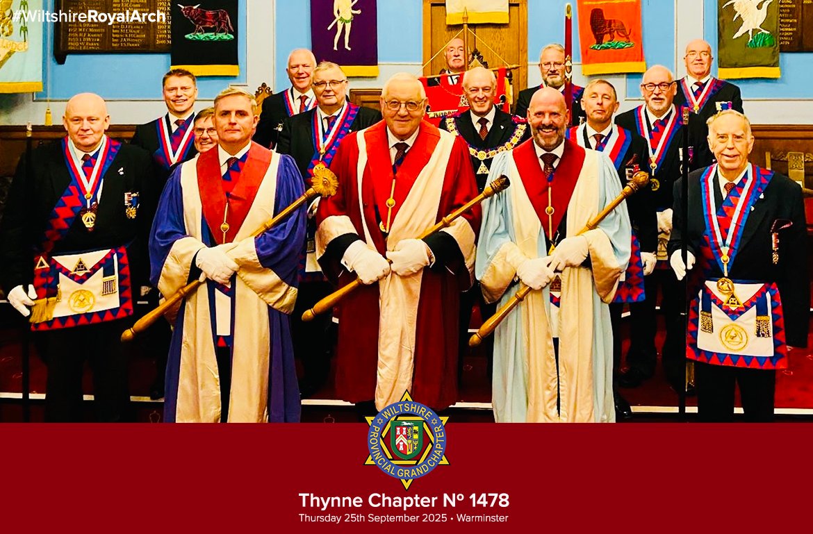 #WiltshireRoyalArch The Most Excellent Grand Superintendent EComp John Reid, accompanied by Officers of Supreme and Provincial Grand Chapter - with newly Installed Principals of Thynne C1478. A most happy evening of Wiltshire Royal Arch. <a href="/wiltspgl/">Wiltshire Freemasons</a> <a href="/PGCWiltshire/">PGChapter Wiltshire</a> <a href="/GrandChapter/">Supreme Grand Chapter</a>