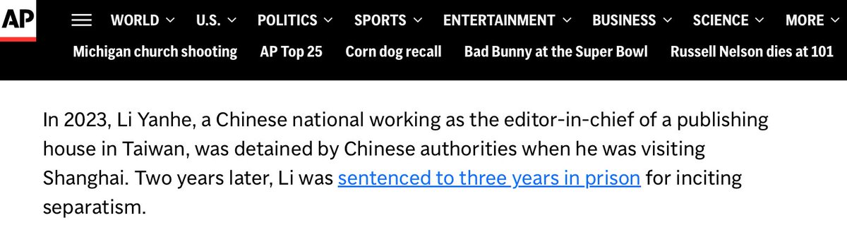 Free_Tara_Yadi's tweet photo. AP’s report also mentioned #LiYanhe (#Fucha), Taiwan-based founder and editor-in-chief of Gusa Publishinng. He was detained in Shanghai in March 2023 and, after opaque process, sentenced to three years in prison for #IncitingSeparatism (the same charge as Tara) with 50,000 Yuan (~7000 USD) fine.
(Photo: 台湾灿烂时光东南亚主题书店, via Radio Free Asia)