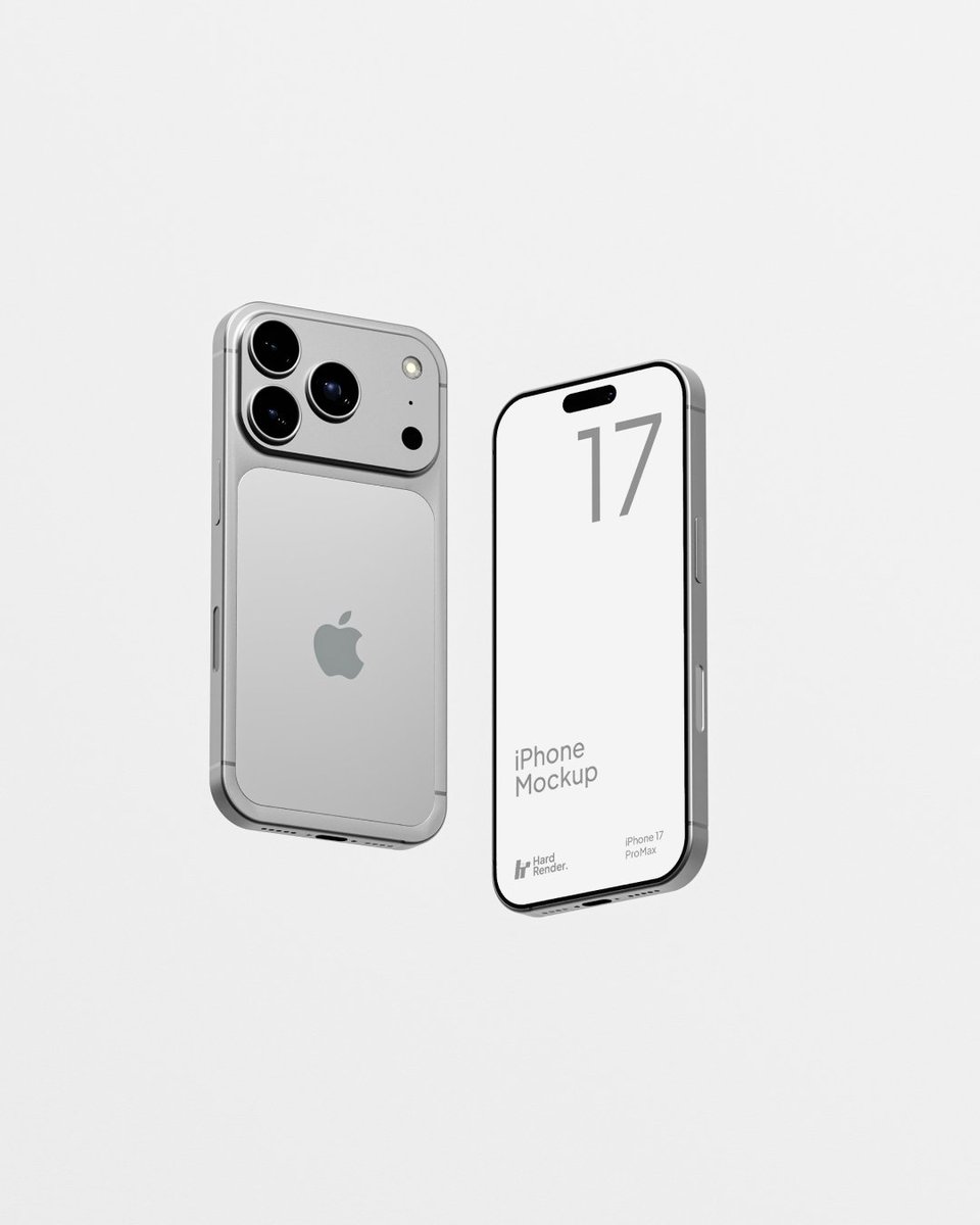 HardRender's tweet photo. Here’s the full iPhone 17 Pro Max mockup drop. Perfect for app UI, SaaS landing page, or product shots. Which one would you use first? Dark Blue / Orange / White https://t.co/vRE2vS7I2X