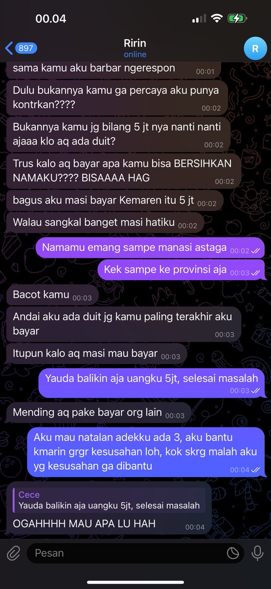 lenaccmrch's tweet photo. Definisi salah ngebantu orang🥲🥲 ditagih ga terima malah suka2nya. Ririn ririn sianturi, dah capekkkk bgtttttttt bgtttt bgttttttttt https://t.co/cVFQNgZCz2