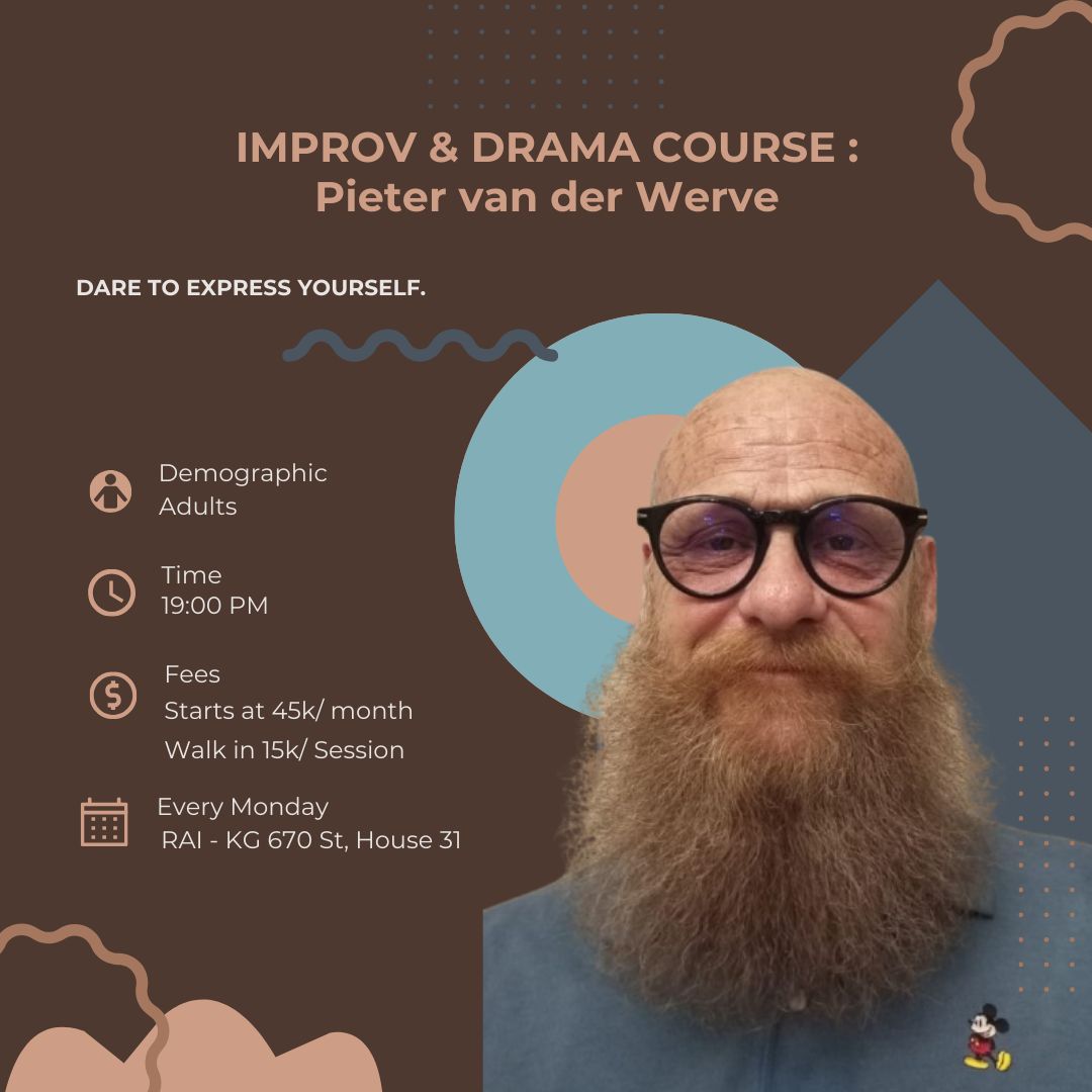PieterWerve's tweet photo. Every Monday evening at 7pm, the Improv and Drama Group meets at Rwanda Arts Initiative in Kimihurura.
Our motto is 'Dare to express yourself'. And we're having way too much fun doing so.
Murakaza neza 😊 #rwoX #rwoT #RwOT @RAI_equal https://t.co/FSGyiR9dKl