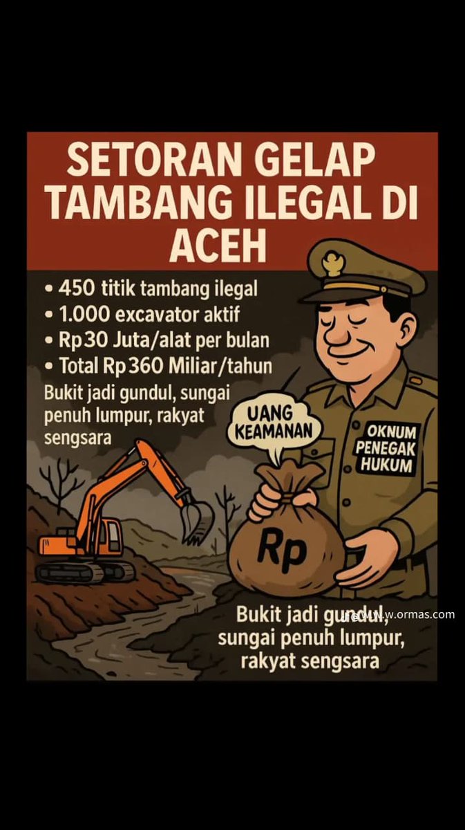 <a href="/DivHumas_Polri/">Divisi Humas Polri</a> Aceh sawah Ladang Mafia Beking Illegal Mining oknum pemaingnya Polisi dan tentara.🤣🤣🤣