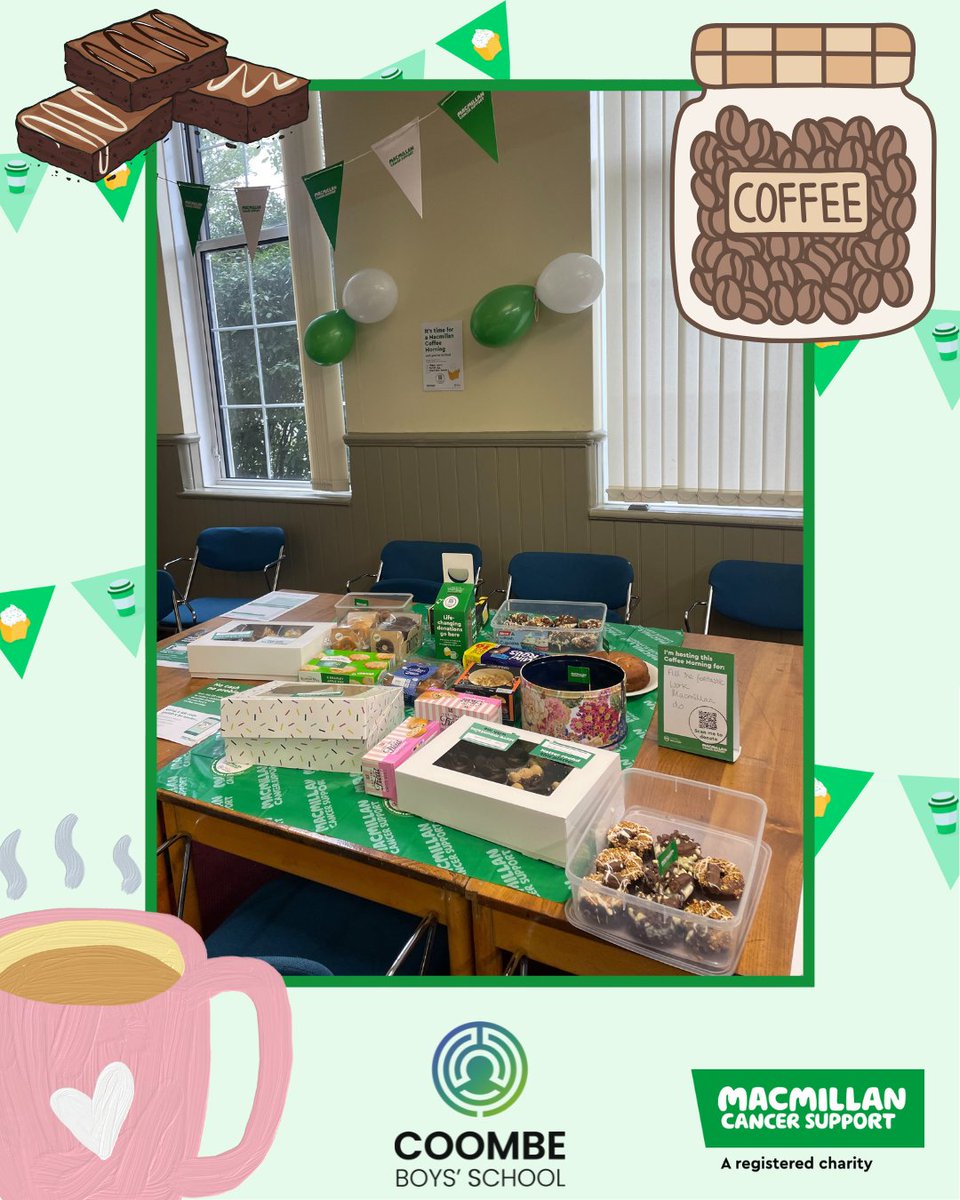 CoombeBoysNews's tweet photo. On Friday our staff room turned into a mini bakery for the #MacmillanCoffeeMorning, and wow β our teamβs baking skills were on full display!
Thanks to everyone who baked, donated, and joined us for a cuppa β we raised over Β£100 for @macmillancancer π
#CoombeUnity https://t.co/ntXPiIr5LI