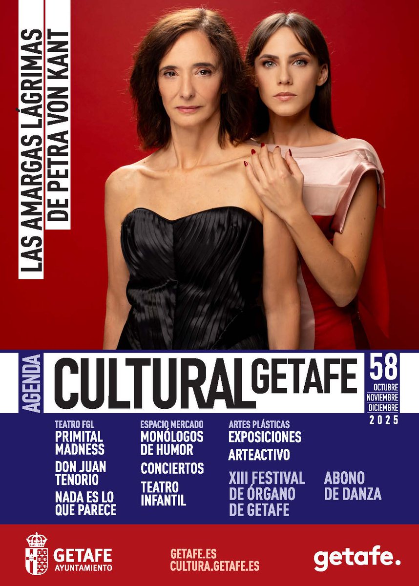 📢🎭 Ya disponible la nueva Agenda Cultural con la programación del último trimestre del año, que incluye teatro, monólogos, exposiciones, música, danza y presentaciones de libros, entre otros eventos culturales.  

🔗 getafe.es/wp-content/upl…