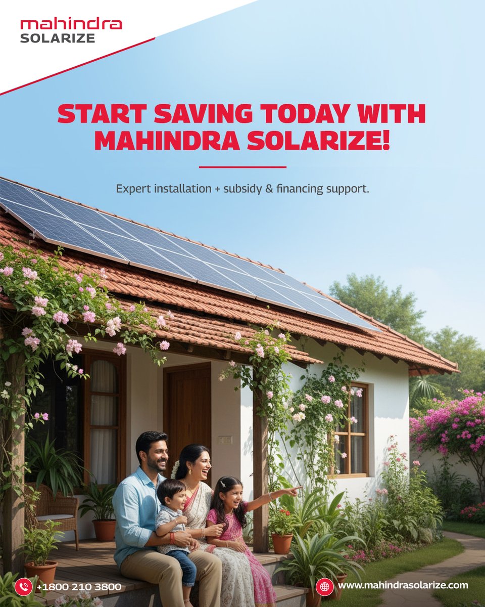 MSolarize's tweet image. Swipe through to see how much you could be saving. 

#MahindraSolarize #Solarize #SolarEnergy #SustainableEnergy #SolarPanels #GreenEnergy #EcoFriendly #Affordable #Savings