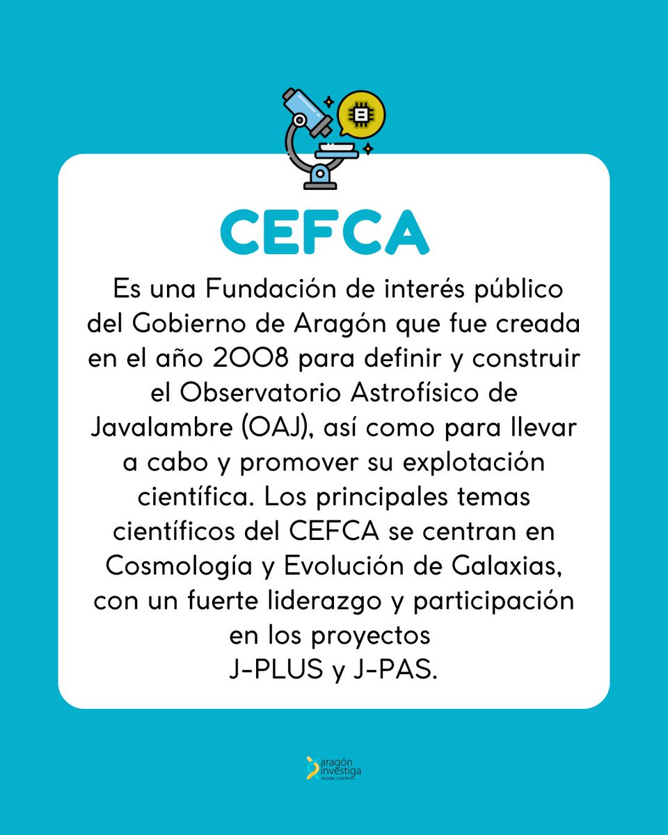 Aragoninvestiga's tweet image. 🔭 El Centro de Estudios de Física del Cosmos de Aragón (@CEFCA_OAJ) estudia la estructura y evolución del universo.

Desde Javalambre, impulsa proyectos internacionales que cartografían millones de galaxias.

#CienciaAragonesa #Astrofísica #CEFCA #Cosmos