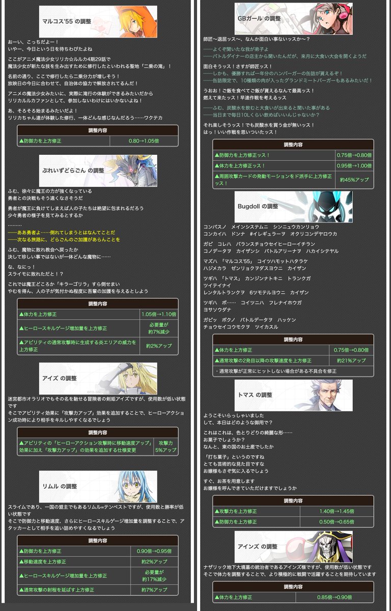 TYOMHHN's tweet photo. #コンパス 9/29 ヒーローバランス調整

▲マルコス
▲GBガール
▲ぶれどら
▲Bugdoll
▲トマス
▲アイズ
▲リムル
▲アインズ
▲ポプ子＆ピピ美
▲ソル
▲リュウ
▲春麗
▲鏡音リン
▲パワー
▲シノン
▲アクア
▽鬼ヶ式うら
▽チーちゃん
▽デルミン
▽シャドウ
▽ラム
▽アクセラレータ
▽岡部倫太郎 https://t.co/c3bMS87n8b