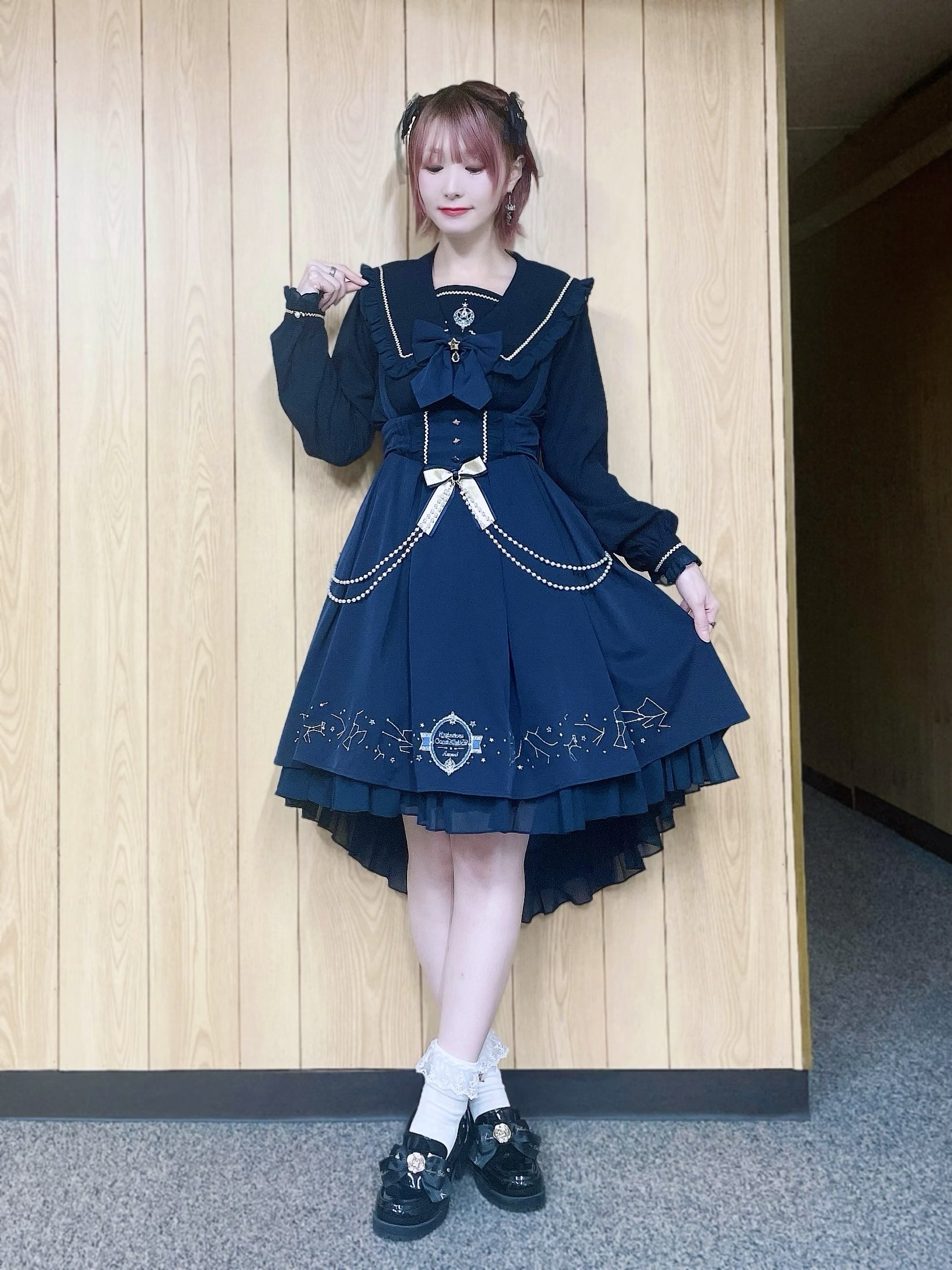 Amavel 星空シリーズ ブラウス&スカート セットアップ ネイビー Amavel 星空シリーズ ブラウス&スカート セットアップ ネイビー