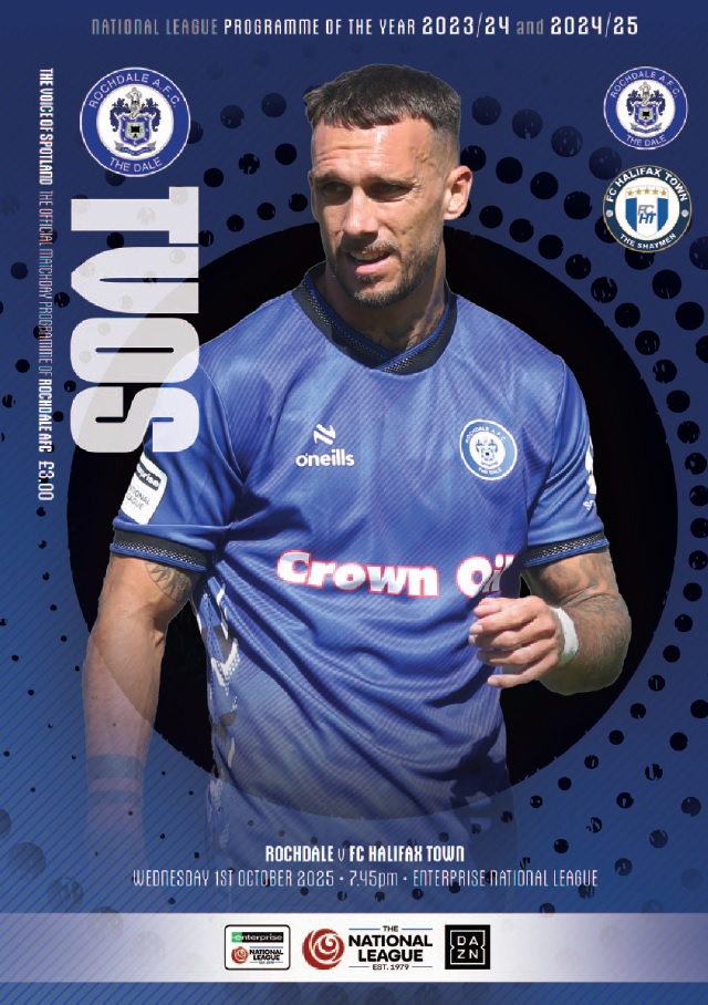 daleprogramme's tweet image. Front cover of #TVOS for Wednesday's @NL_Enterprise game between @officiallydale and @FCHTOnline