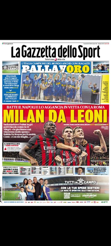 Giovane_Padawan's tweet photo. Beh che dire, la gazzetta dello SPORT non si smentisce mai. Riesci a vincere due mondiali consecutivi in uno sport dove stiamo primeggiando? Non importa perché il Milan ha vinto. E dire che il capitano vi aveva pure sfidato, ridicoli
#VolleyballWorldChampionship https://t.co/lWyYkUyy2K