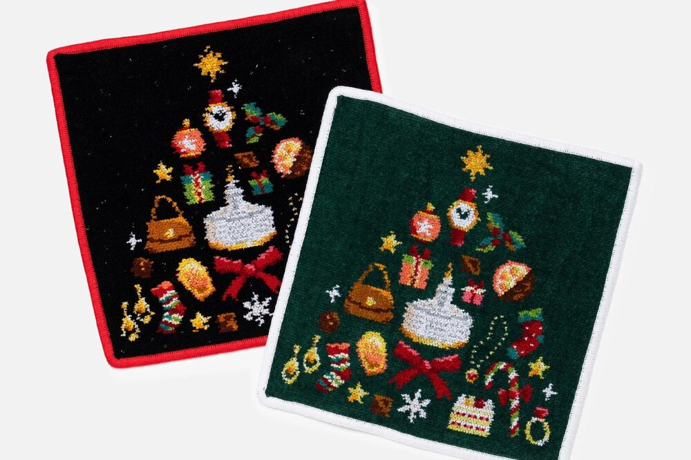 フェイラー“ケーキ＆ジュエリー”のクリスマスツリー柄ハンカチ、銀座