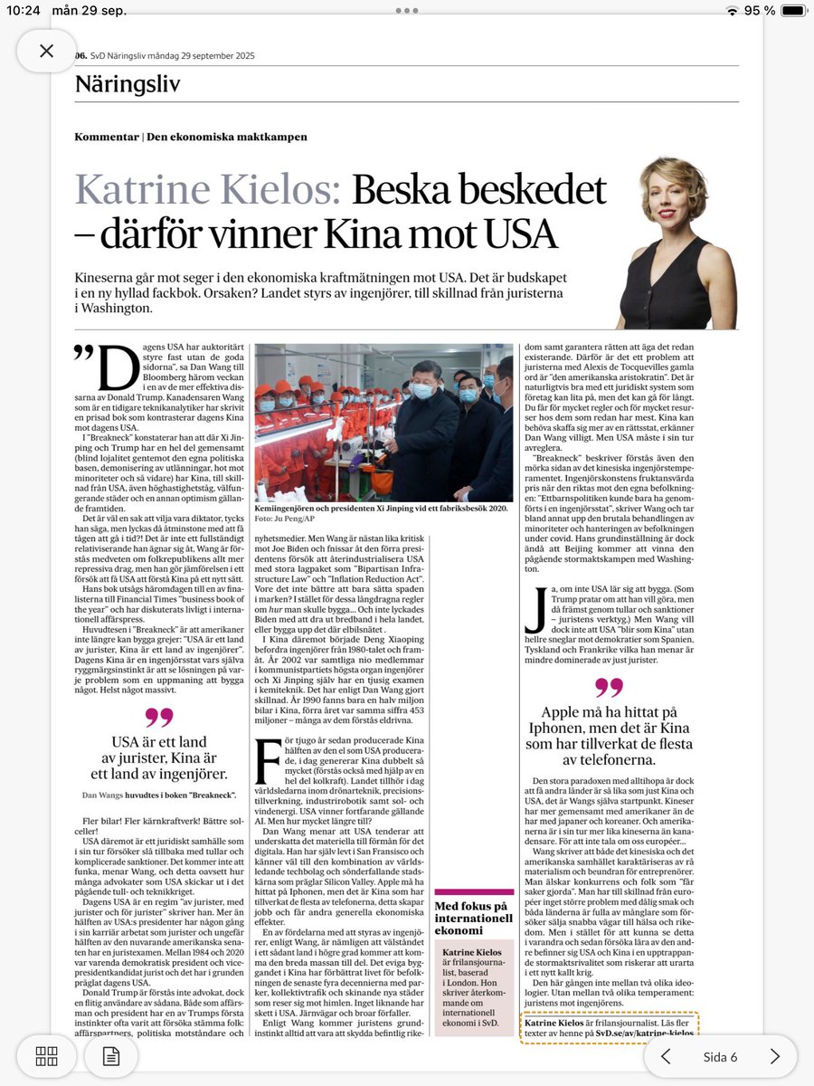 USA vs Kina 
Intressant artikel av <a href="/katrinekielos/">Katrine Kielos</a> #svd