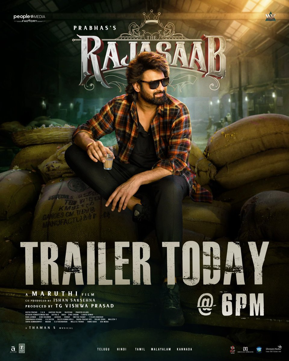 PoorviPictures's tweet photo. He always amazes us with his styling. Watch and enjoy our #Rebel #Star #Prabhas garu’s #TheRajaSaabTRAILER from 6pm today.

#TheRajaSaab @rajasaabmovie @peoplemediafcy @DirectorMaruthi @MusicThaman https://t.co/XHHFBzaN6x