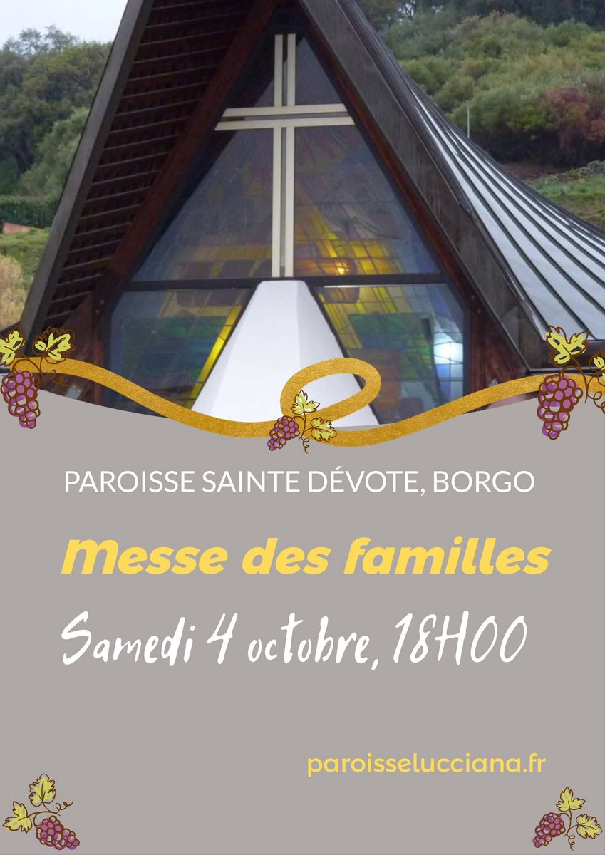 ⛪️Cette semaine tous les groupes de catéchisme se retrouveront mercredi ou samedi. Samedi 4 octobre à 16H00, les collégiens et lycéens feront leur rentrée à Sainte Dévote, suivie de la réunion des parents à 17H30.
La messe des familles de la rentrée à 18h00 ce samedi.