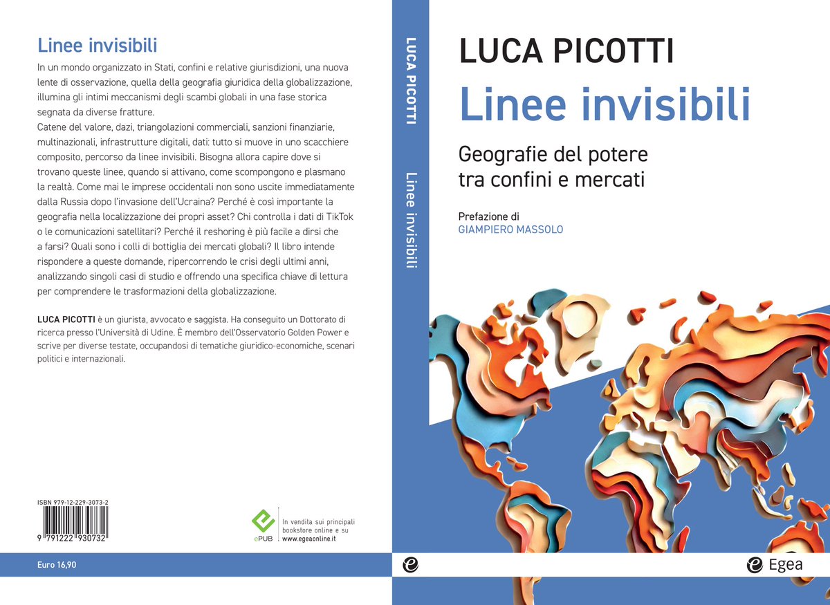 LucaPicotti's tweet image. DAL 3 OTTOBRE IN LIBRERIA

Catene del valore, dazi, chokepoints, triangolazioni commerciali, sanzioni finanziarie, localizzazione degli asset, multinazionali, dati e molto altro. 

La lente della geografia giuridica per leggere crisi e trasformazioni della globalizzazione.
