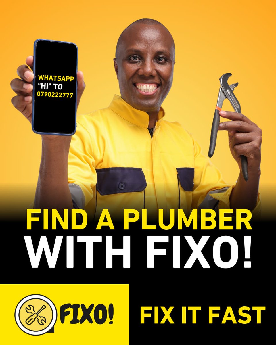 FixoSolutions's tweet image. We get it, you want it fixed, and you want it fixed right the first time.

With FIXO, no guesswork.
✅ Verified fundis
✅ On time
✅ Quality workmanship

Need a plumber, electrician, carpenter, or painter?

📲 WhatsApp “Hi” to 0790 222 777
Find a fundi with FIXO. Fix it Fast.
