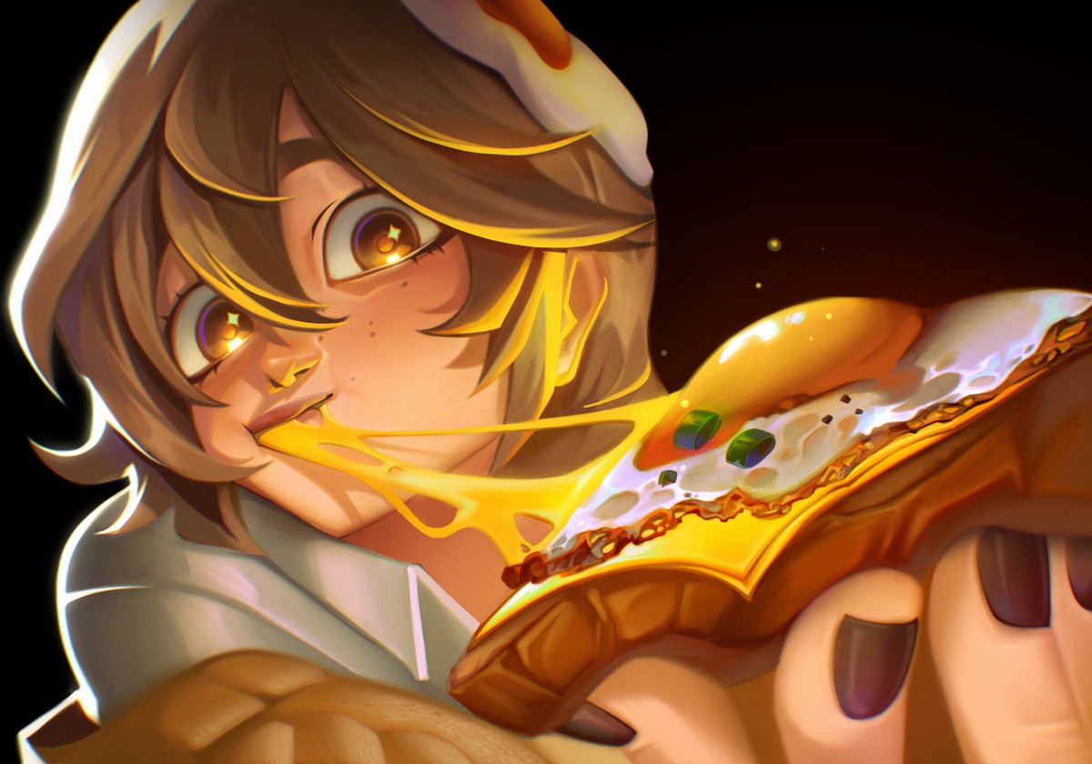 kazvart's tweet photo. Minha participação para o concurso da @oyasumiipanpan 
Foi divertido demais pintar isso! 

nunca tinha desenhado comidinhas antes, deu fome 🍳 https://t.co/ItonzTbprt