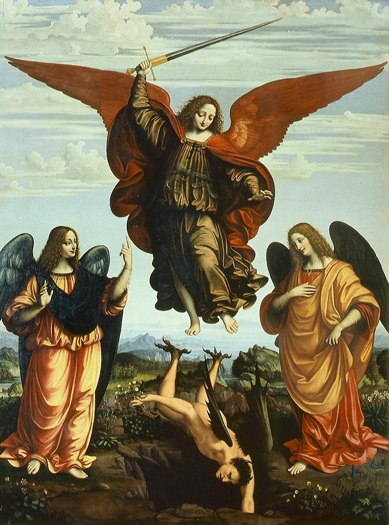 solas_na_greine's tweet photo. Marco d' Oggiono, The Three Archangels - Michael, Gabriel and Raphael, c.1516 https://t.co/4ywwLDrWGM
