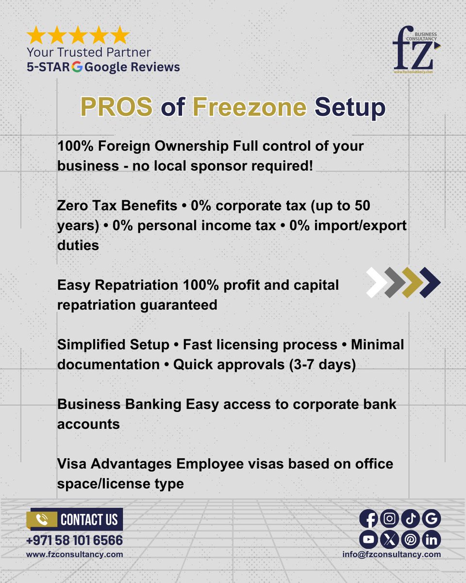 FZCONSULTANCY's tweet image. Freezone Setup: The Complete Truth

#FreezoneUAE #UAEFreezone #BusinessSetupUAE #FreezoneVsMainland #UAEBusiness #FZConsultancy #BusinessConsulting #StartupUAE #EntrepreneurGuide #BusinessDecisions