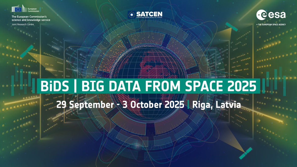 🚀🌍 #BiDS25 is landing in Riga! From 1 Oct we’ll be at the <a href="/esa/">European Space Agency</a> 🛰️ / SatCen 🌐 / JRC 🔭 joint booth @ Univ. of Latvia.
🎤 Plenary talks
🤩 Demo sessions
🎯 Booth program
👉 Come meet us &amp; explore the future of EO &amp; innovation! ✨
#SpaceForEurope <a href="/ESA_EO/">ESA Earth Observation</a> <a href="/esa/">European Space Agency</a>