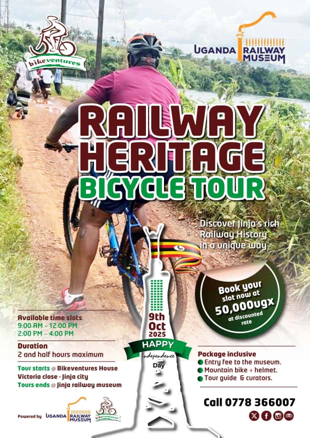 Tomorrow , we go out to ride bicycles, have you booked your slot already, morning or afternoon. Enjoy this #IndependenceDay with a heritage bicycle tour. the history of the railway <a href="/RailwaymuseumUg/">The Uganda Railway Museum</a> . book your slot on 0778366007. 
<a href="/KCCAUG/">Kampala Capital City Authority (KCCA)</a>   <a href="/AllThingsJinja/">All things Jinja</a>