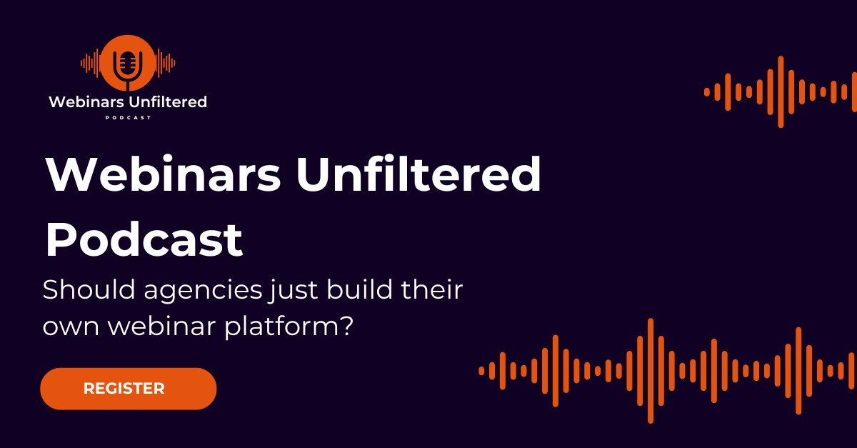 WorkCast's tweet image. Tomorrow: Webinars Unfiltered

👉 Should agencies just build their own webinar platform?
30 Sept | 10am UK

👉 Register now: hubs.la/Q03FMMpv0