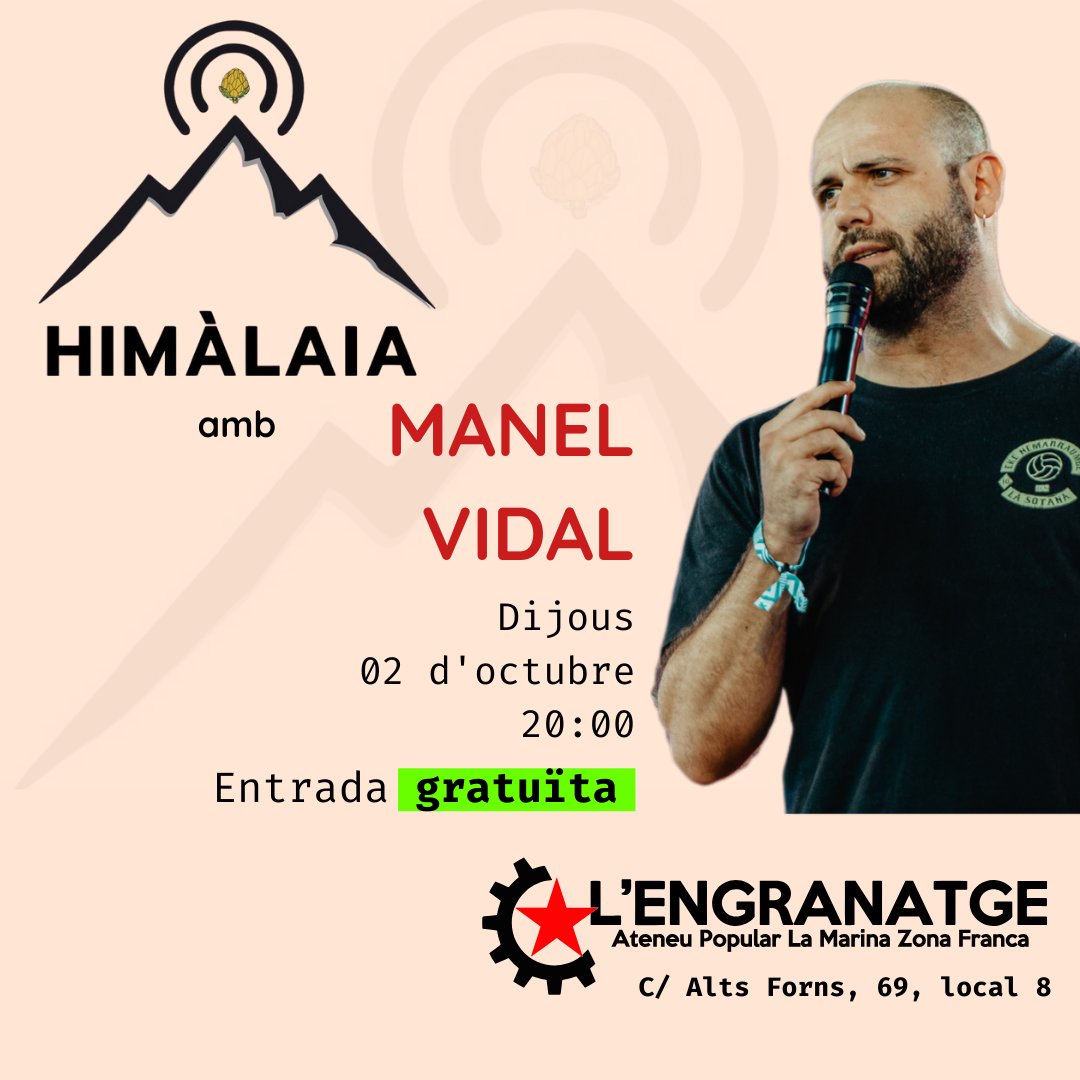 INICIEM TEMPORADA!

🗓️Dijous 02 d'octubre 
🕣20h
📌<a href="/Engranatge/">Ateneu l'Engranatge</a> 
⭐<a href="/massanagranaire/">Manel Vidal Boix</a> 

Primer que arriba primer que seu