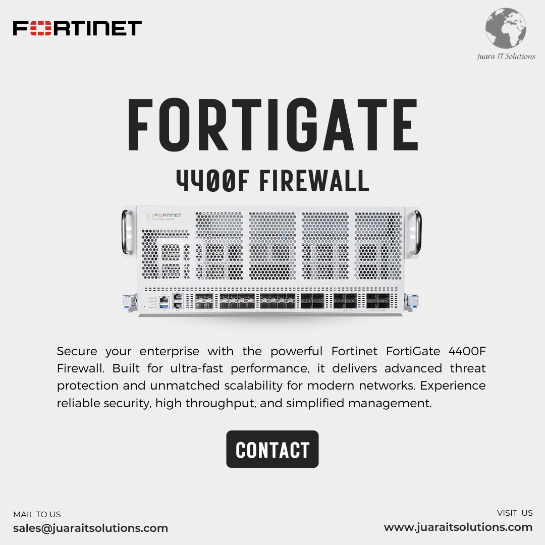 JuaraITS2014's tweet image. Secure your enterprise with the powerful Fortinet FortiGate 4400F Firewall.

Learn more today: juaraitsolutions.com/contact/

#FortiGate4400F #FortinetFirewall #NextGenerationFirewall #NetworkSecurity #EnterpriseSecurity #CyberSecuritySolutions #ThreatProtection #FirewallSolutions #IT