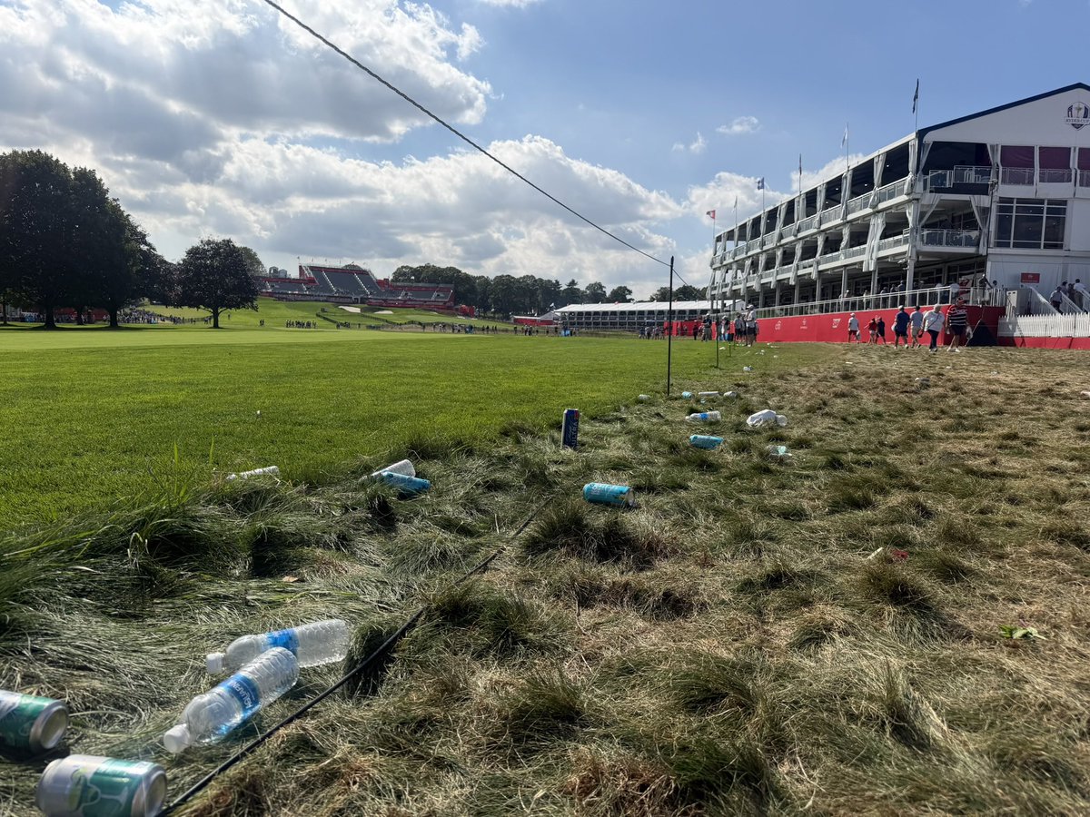 deadphish28's tweet photo. @RyderCupUSA More trash bins would be nice. Sad to see a golf course look this way. https://t.co/bfx69eo2uE
