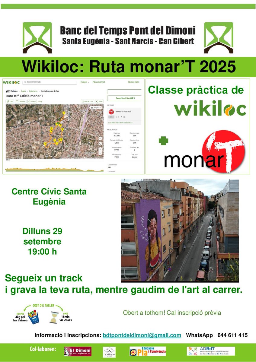 Aquesta tarda a les 19h
Inscripcions: bdtpontdeldimoni@gmail.com 
WhatsApp 644611415