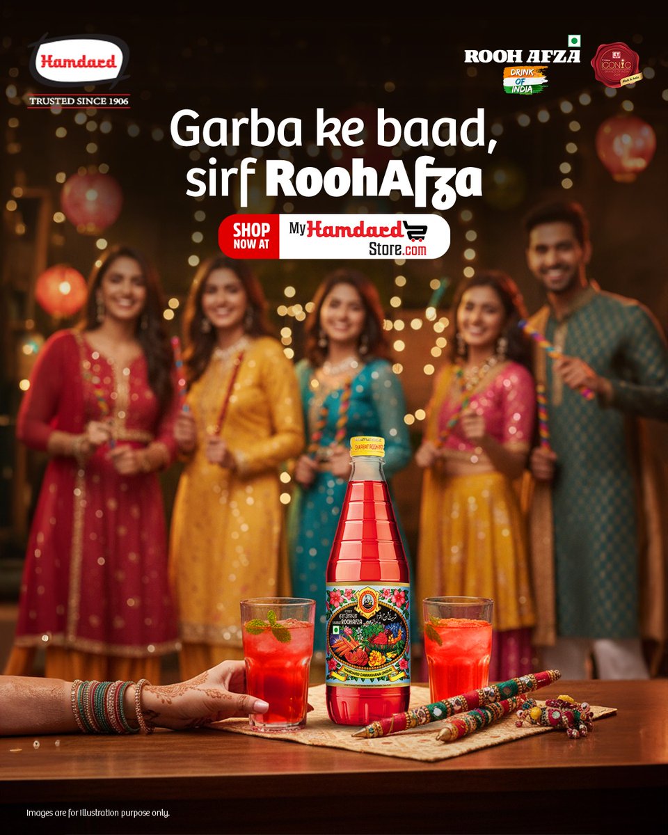 HamdardFoods's tweet image. Nine nights of dance, devotion, and energy! Complete them with the timeless refreshment of RoohAfza.

#LoveForRoohAfza #NavratriVibes #FestiveEnergy #DanceWithRoohAfza #Navratri2025 #RefreshingMoments #RoohAfza