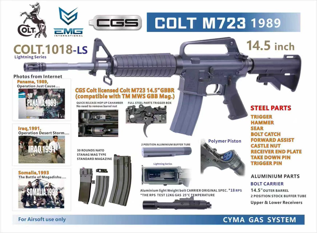 kinwa__official's tweet image. ー新製品予告ー

(仮称))CGS/T8 SP SYSTEMS社製 M723 1989 LS GBB (COLT Licensed)

(仮称))CGS/T8 SP SYSTEMS社製 M653 LS GBB (COLT Licensed)

(仮称))CGS/T8 SP SYSTEMS社製 RO733 LS GBB (COLT Licensed)

3種さらに追加発表

#CGS/#T8 SP SYSTEMS社より #COLT 社