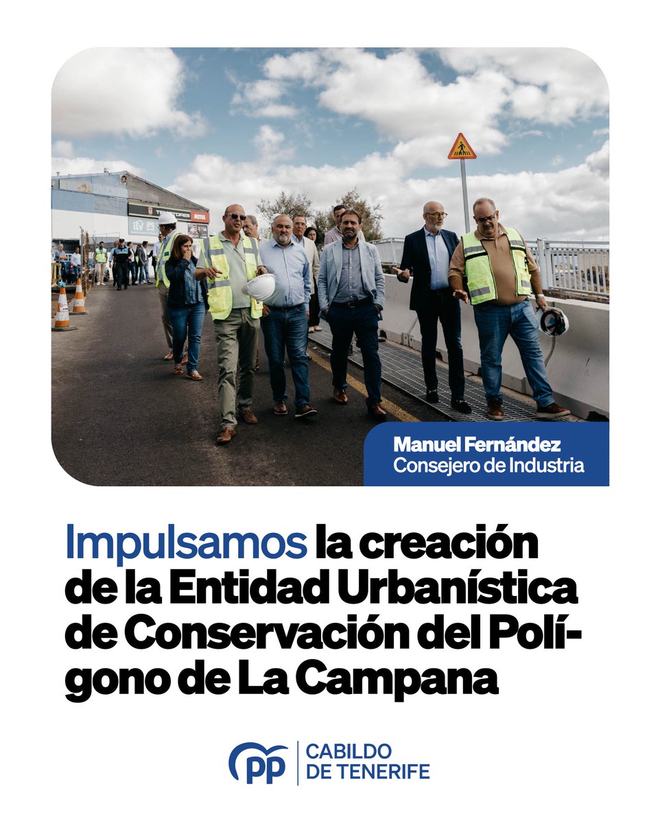 🔵 El área azul del Cabildo de Tenerife impulsa, junto al Ayuntamiento de El Rosario, la creación de la Entidad Urbanística de Conservación del Polígono de La Campana. Una hoja de ruta que garantizará el mantenimiento y conservación de este espacio clave para la economía insular.