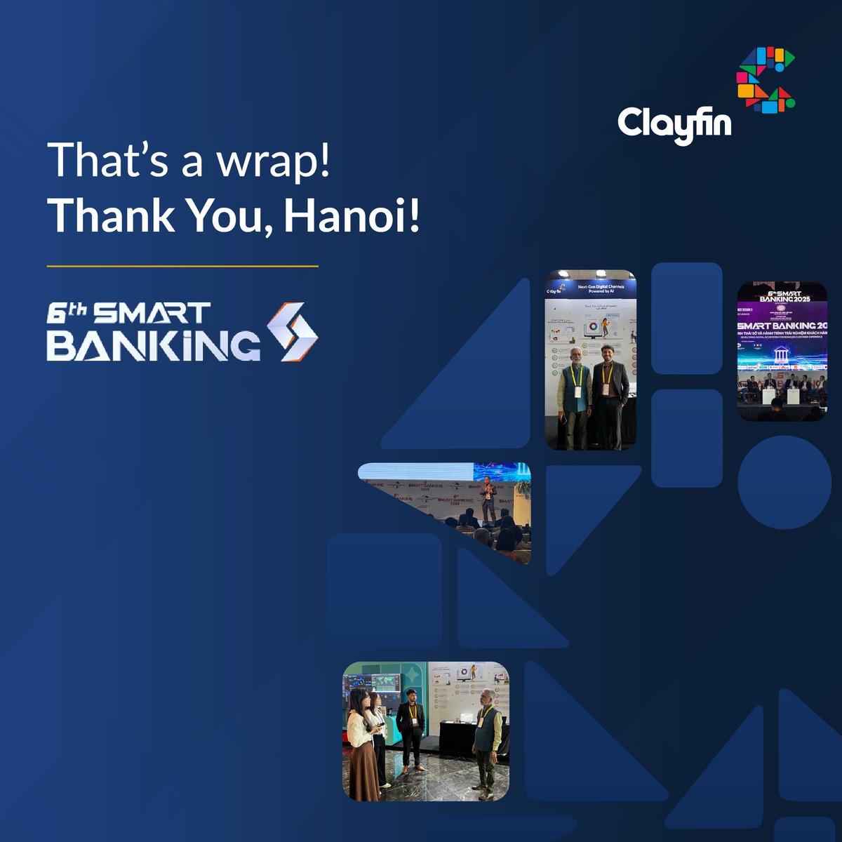 Clayfin_Tech's tweet photo. Smart Banking 2025 was an incredible few days of ideas &amp; connections.
We met fintech leaders, explored how #AIinBanking powers seamless journeys &amp; showcased how @Clayfin_Tech is making it real.
Here’s to pushing the future of #DigitalBanking! https://t.co/jzRVCkTRkg