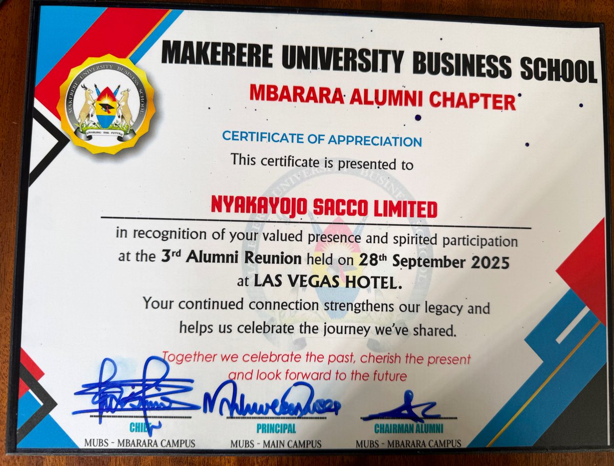 Nyakayojosacco's tweet photo. From supporting the cause to being recognized at the @MUBSMbarara Alumni Dinner, we’re grateful . This is a testament to our shared commitment to #EnableTheFuture & impact livelihoods. We envision a community that is fully empowered & this is a journey we have to move together. https://t.co/iu9KdKdzzk
