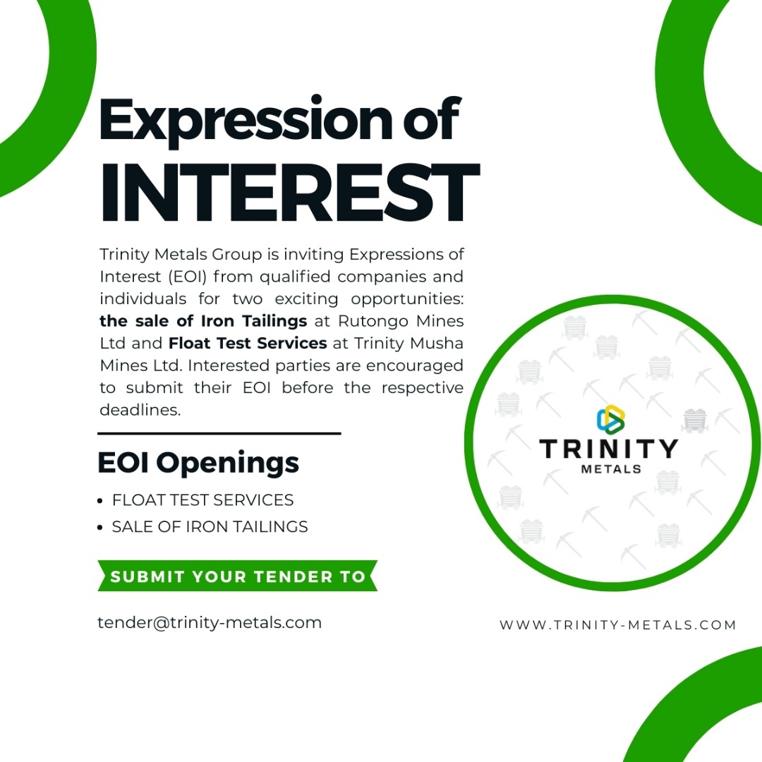 Trinity_Metals's tweet image. Trinity Metals Group is inviting Expressions of Interest (EOI) for:

🔹 Sale of Iron Tailings: 
👉 Apply: lnkd.in/dtS-kPpY
 📅 Deadline: September 29, 2025

🔹 Float Test Services:
👉 Apply: lnkd.in/dGtfmQCq
 📅 Deadline: October 3, 2025