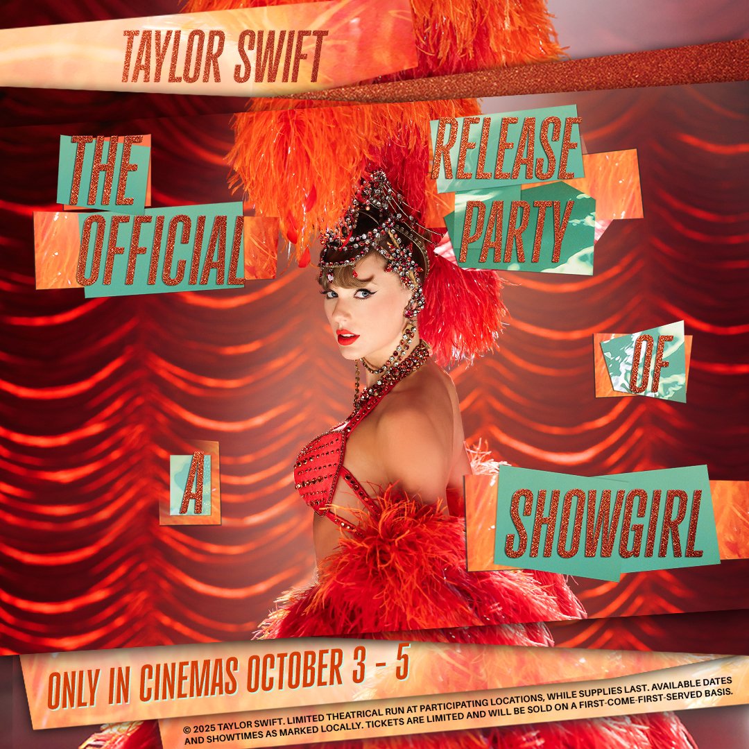 My tak to tylko tutaj zostawimy… 😍
Swifties - The Official Release Party Of A Showgirl już od 3 października w Cinema City! 
Bilety trafią do sprzedaży dziś po 15:00!

#TSTheLifeofaShowgirl #TSReleasePartyofaShowgirl